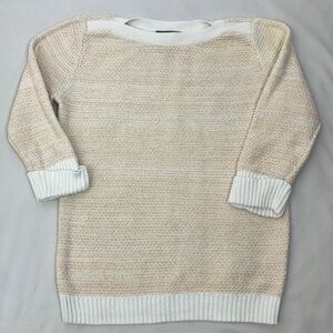 Karen Scott white and peach three quarter sleeves sweater woman’s size small
